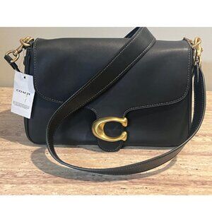 NWT Coach   Soft   Tabby   Shoulder   Bag   Brass   Black